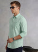 Thomas Scott Men Green Cricket Club Collection Slim Fit Long Sleeves Spread Collar Solid Cotton Linen Shirt