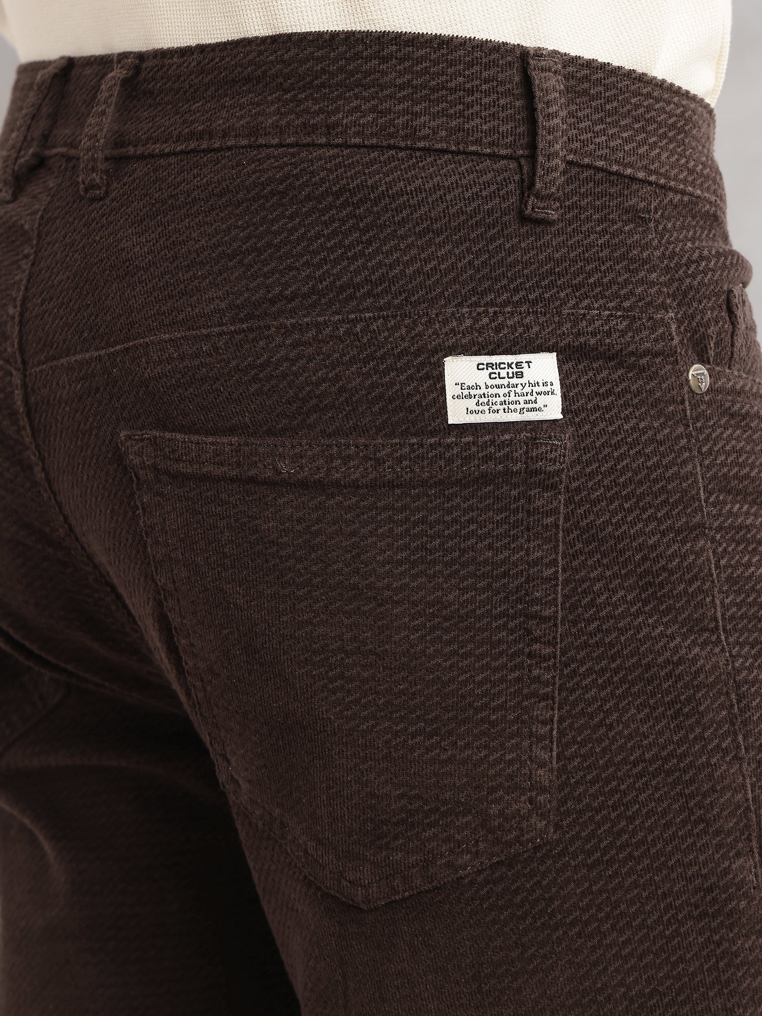 Thomas Scott Men Coffee Regular Fit Mid-Rise 5 Pockets Gabbar Corduroy Chinos Trouser