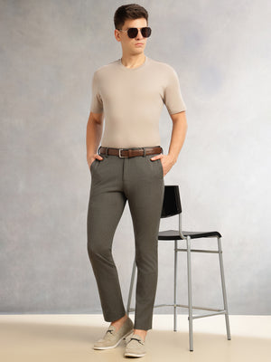 Thomas Scott Men Black Slim Fit Mid-Rise Flexi-Waist 4-Way Stretch Solid Formal Performance Trouser