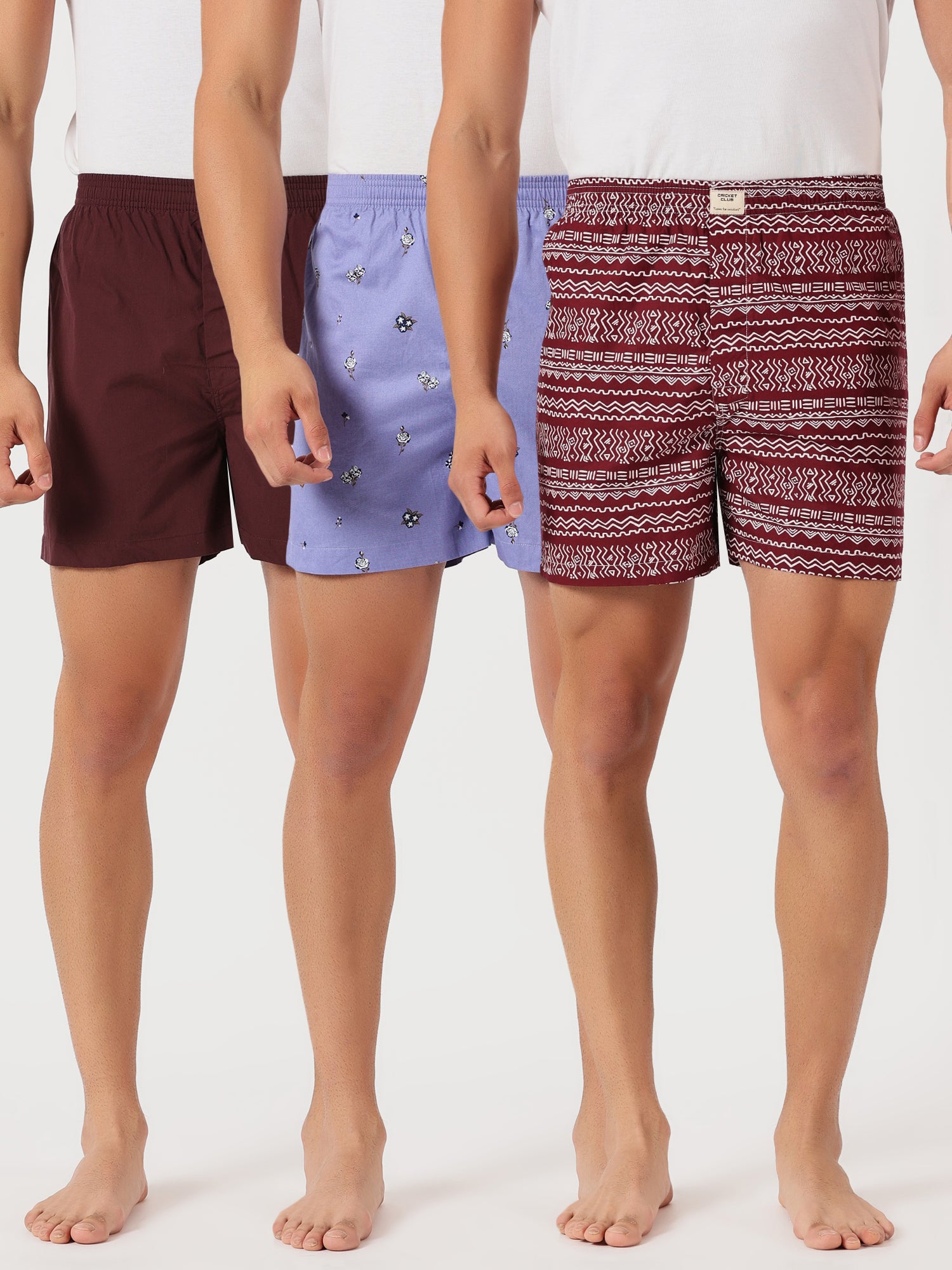 Thomas Scott Men Multicolor Cricket Club Regular Fit 100% Cotton Woven?Boxer Shorts (Pack of 3)