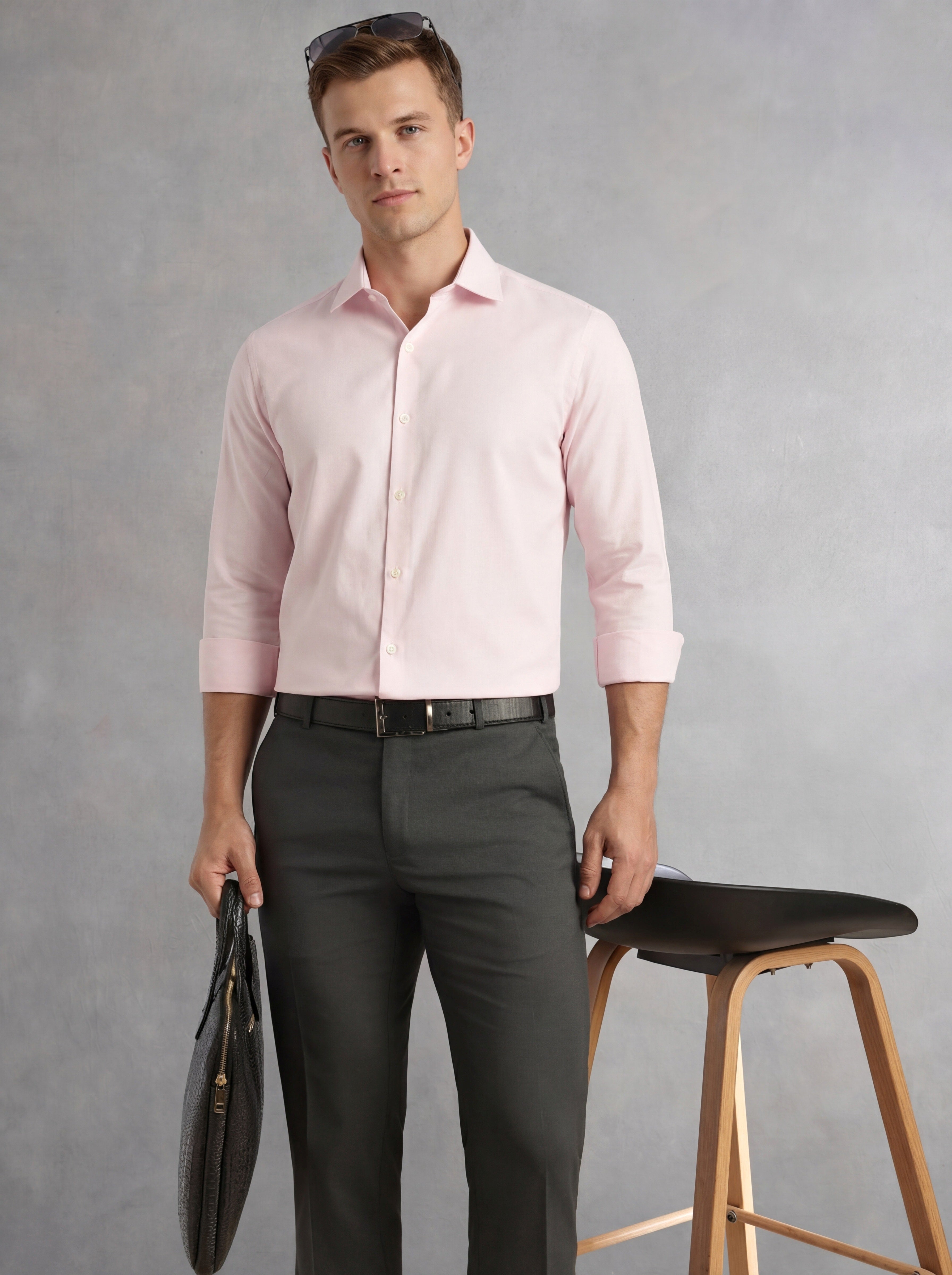 Thomas Scott Men Pink Regular Fit Long Sleeves Spread Collar 100% Cotton Oxford Formal Shirt