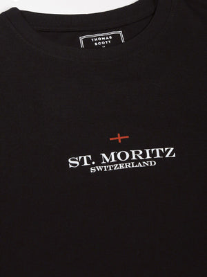 Black Oversized Short Sleeves Round Neck Typography Printed Knitted Cotton Tshirt For Men