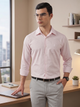 Thomas Scott Men Premium Pink Gingham Checks Cotton Formal Shirt with Spread Collar & Full Sleeves
