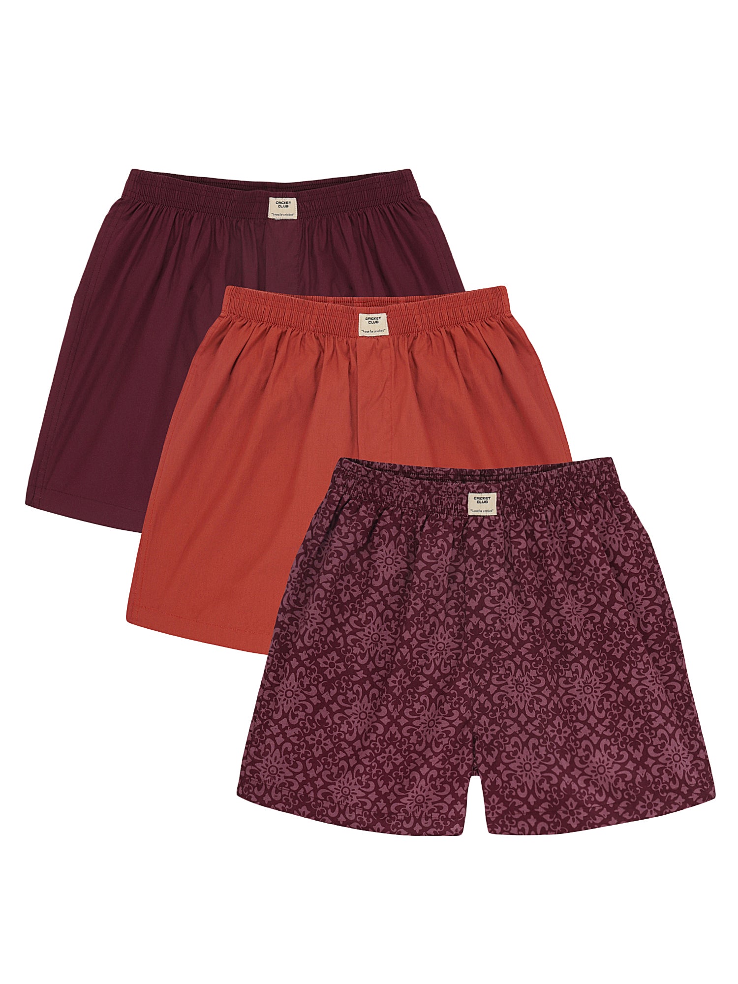 Thomas Scott Men Multicolor Regular Fit 100% Cotton Woven Boxers (Pack of 3)
