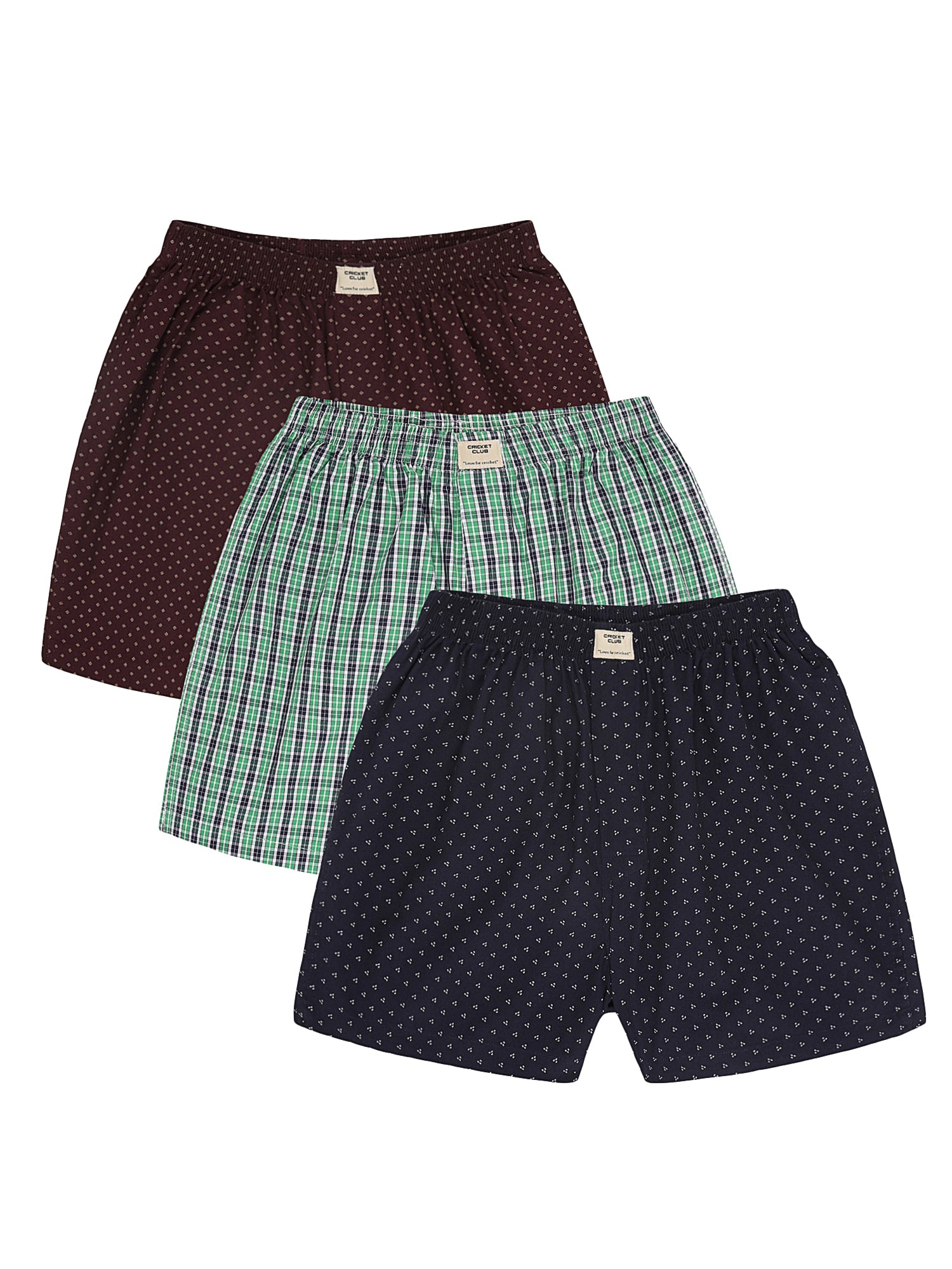 Thomas Scott Men Multicolor Regular Fit 100% Cotton Woven Boxers (Pack of 3)