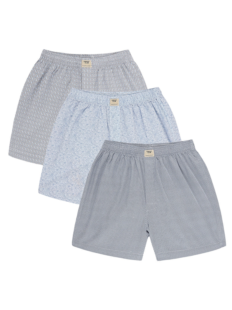 Thomas Scott Men Multicolor Regular Fit 100% Cotton Woven Boxers (Pack of 3)