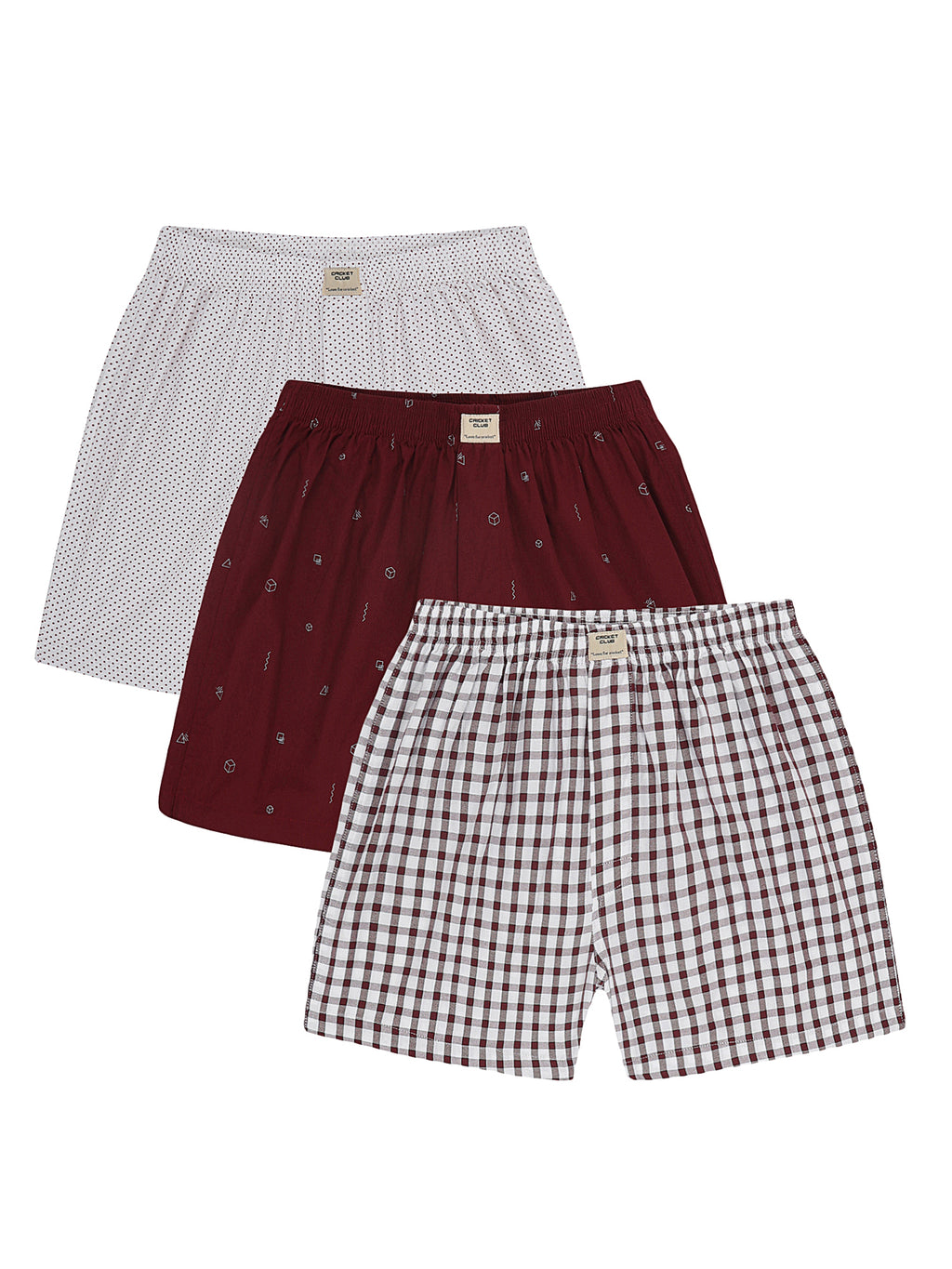Thomas Scott Men Multicolor Regular Fit 100% Cotton Woven Boxers (Pack of 3)