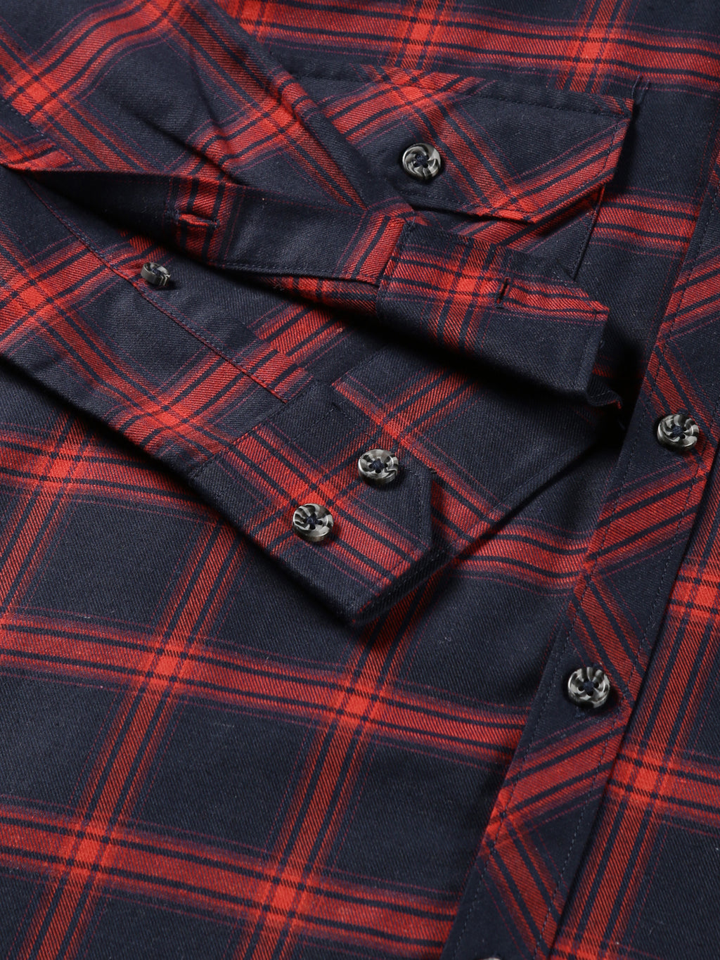 Thomas Scott Men Classic Hood Collar Tartan Checks Opaque Checked Casual Shirt