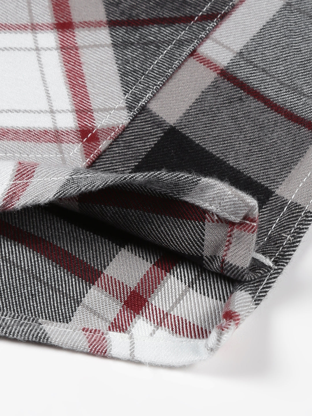 Thomas Scott Men Black Classic Oversize Fit Long Sleeves Spread Collar Tartan Checks Knitted Casual Shirt