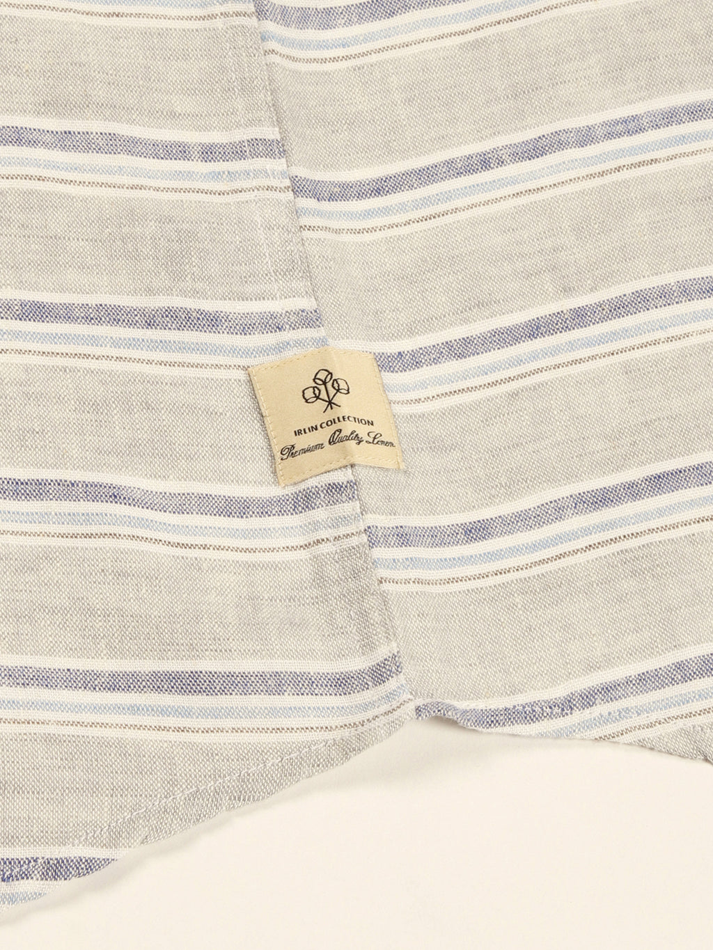 Thomas Scott Men Grey Premium Long Sleeves Spread Collar Horizontal Stripes Linen Casual Shirt