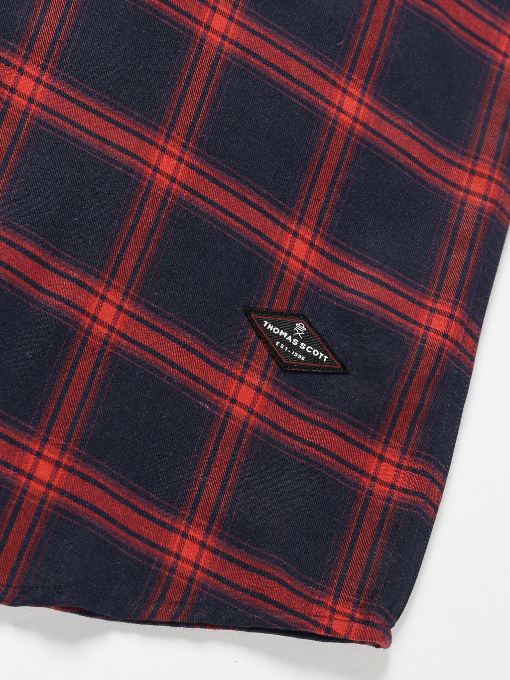 Thomas Scott Men Classic Hood Collar Tartan Checks Opaque Checked Casual Shirt