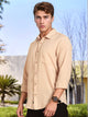 Thomas Scott Men Beige Regular Fit Long Sleeves Spread Collar Windowpane Checks Casual Shirt