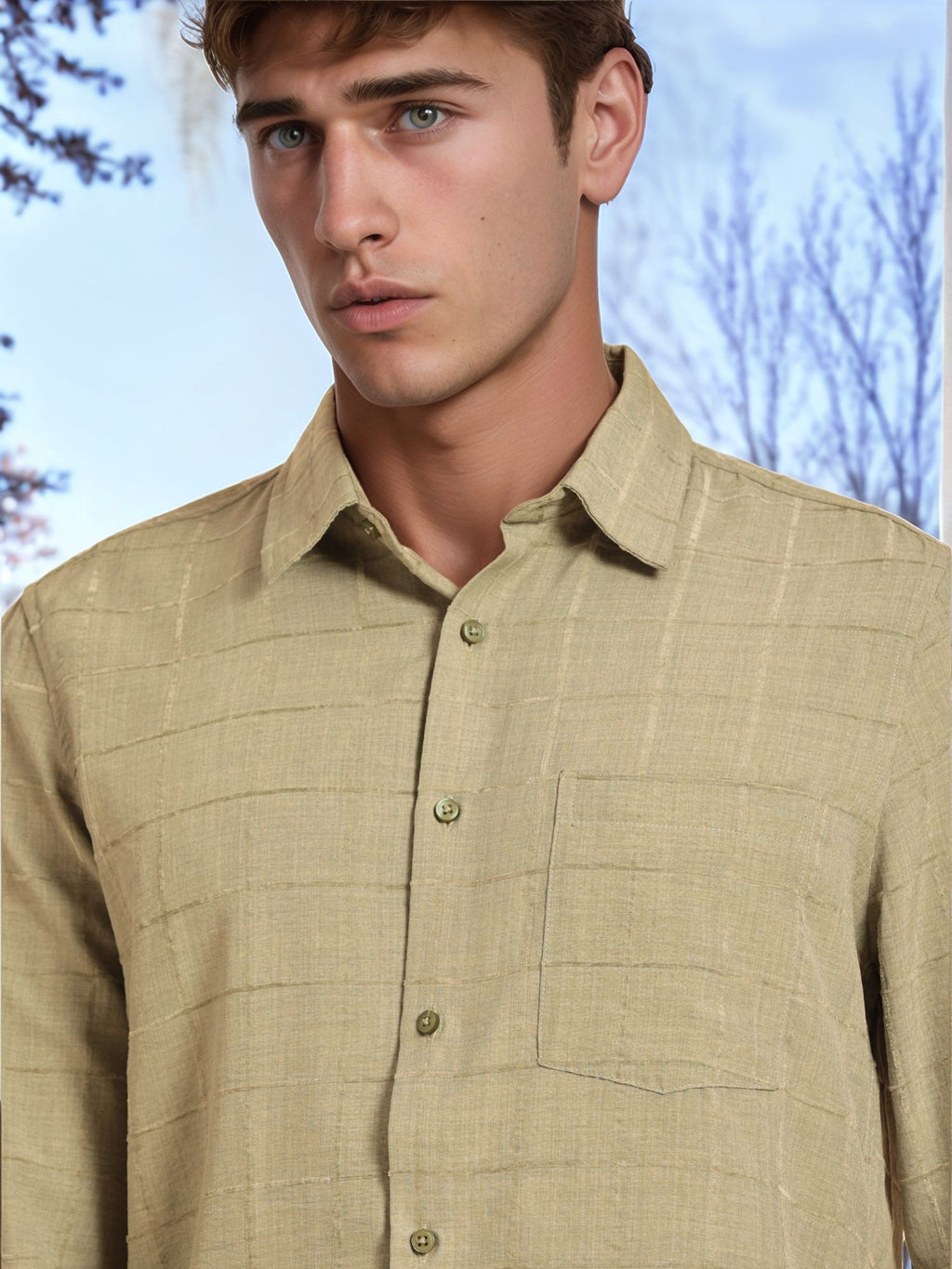 Thomas Scott Men Green Regular Fit Long Sleeves Spread Collar Windowpane Checks Casual Shirt