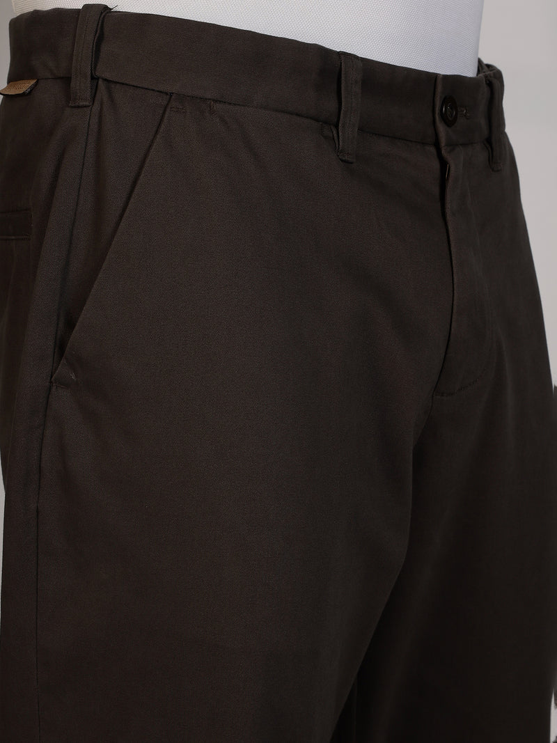 Thomas Scott Men Charcoal Regular Fit Mid-Rise Woven Chinos Trouser