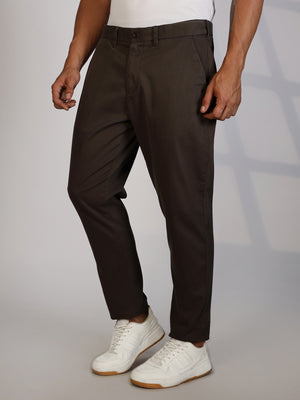 Thomas Scott Men Charcoal Regular Fit Mid-Rise Woven Chinos Trouser