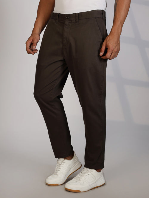 Thomas Scott Men Charcoal Regular Fit Mid-Rise Woven Chinos Trouser
