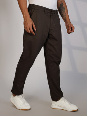 Thomas Scott Men Charcoal Regular Fit Mid-Rise Woven Chinos Trouser