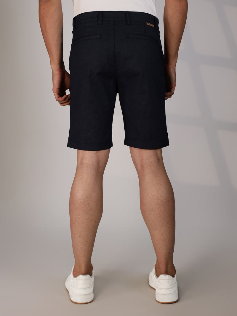 Thomas Scott Men Navy Mid-Rise Slim Fit Cotton Printed Woven Chinos Shorts