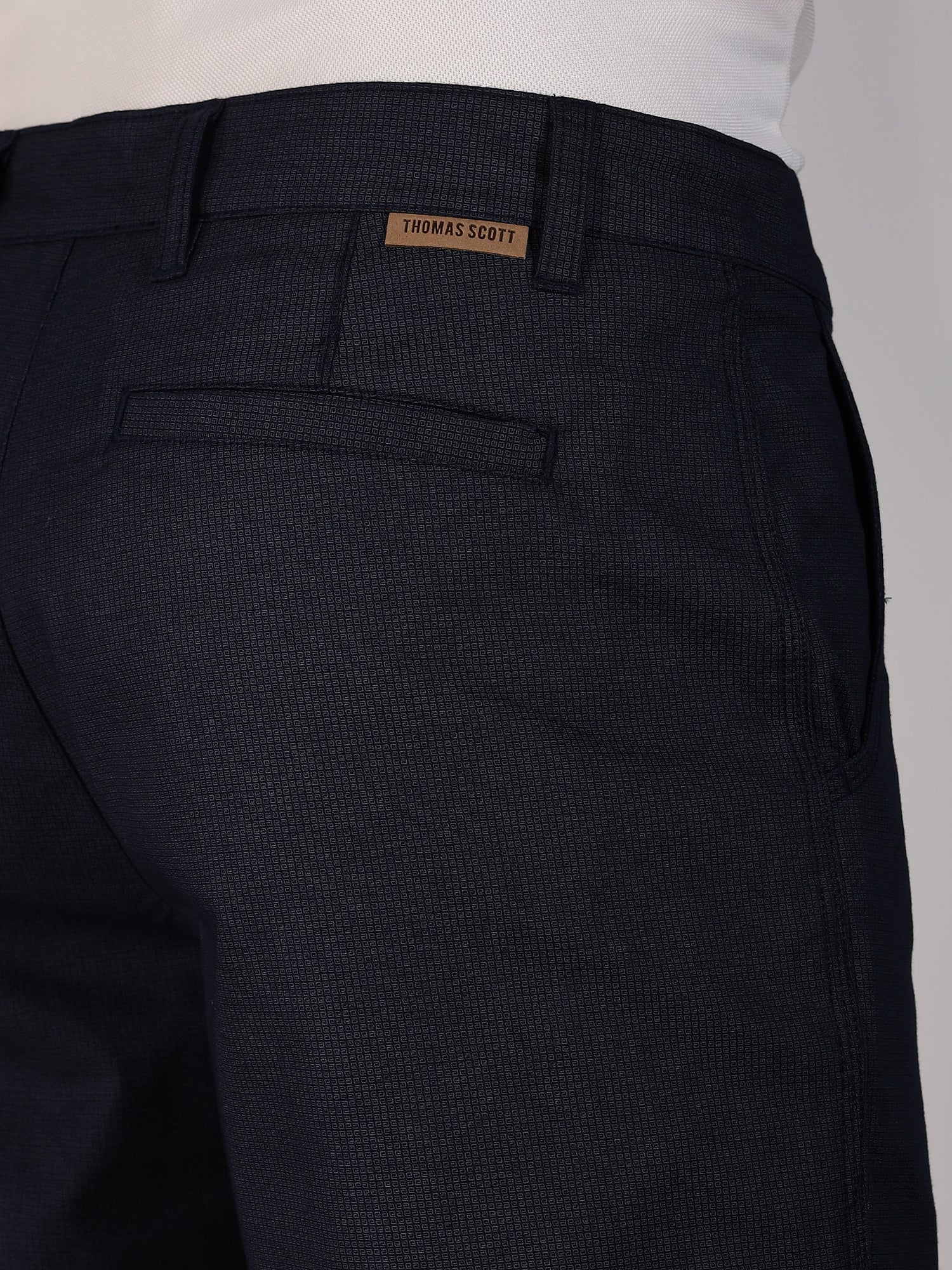 Thomas Scott Men Navy Mid-Rise Slim Fit Cotton Printed Woven Chinos Shorts