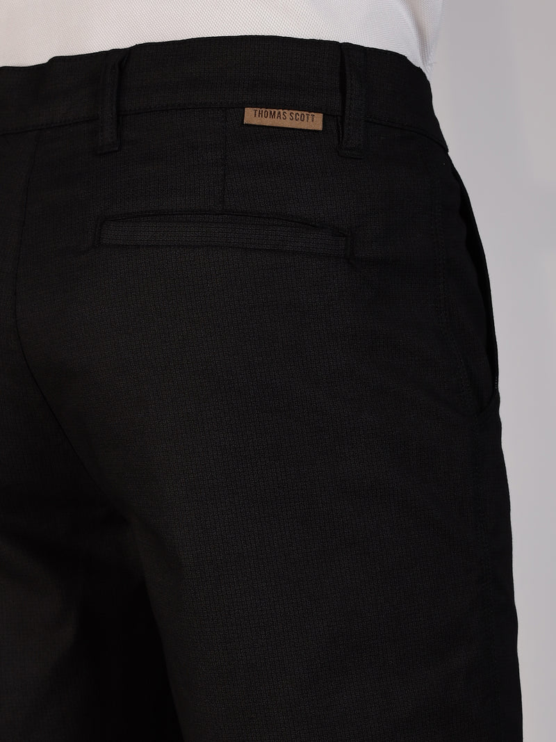 Thomas Scott Men Black Mid-Rise Slim Fit Printed Cotton Woven Chinos Shorts