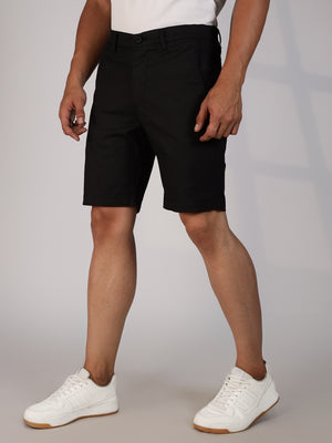 Thomas Scott Men Black Mid-Rise Slim Fit Printed Cotton Woven Chinos Shorts