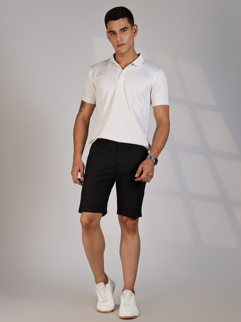 Thomas Scott Men Black Mid-Rise Slim Fit Printed Cotton Woven Chinos Shorts