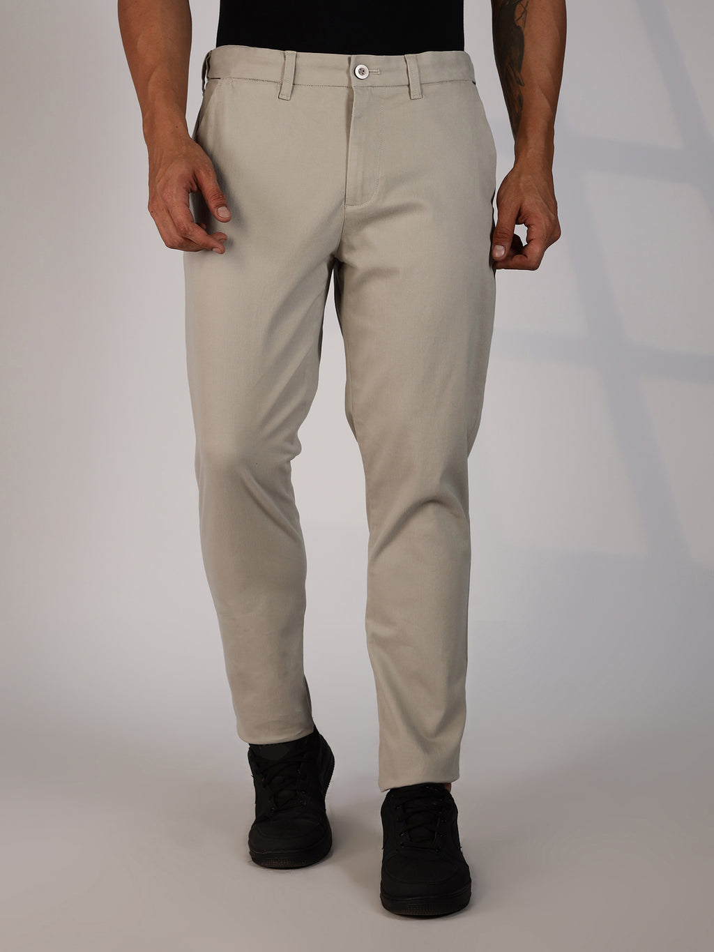 Thomas Scott Men Grey Regular Fit Mid-Rise Woven Chinos Trouser
