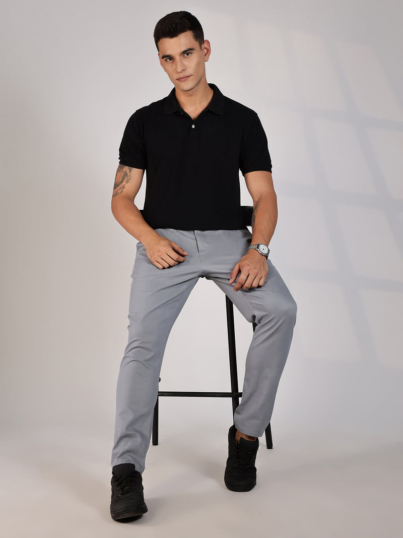 Thomas Scott Men MidBlue Regular Fit Mid-Rise Woven Chinos Trouser