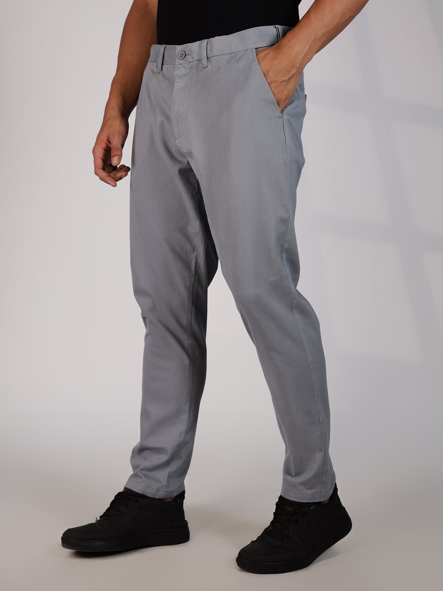 Thomas Scott Men MidBlue Regular Fit Mid-Rise Woven Chinos Trouser