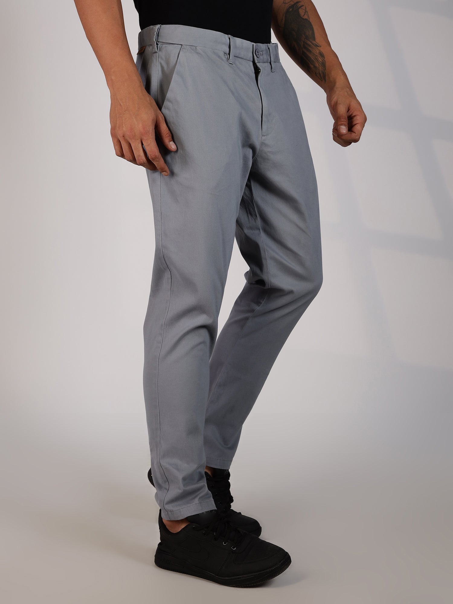 Thomas Scott Men MidBlue Regular Fit Mid-Rise Woven Chinos Trouser