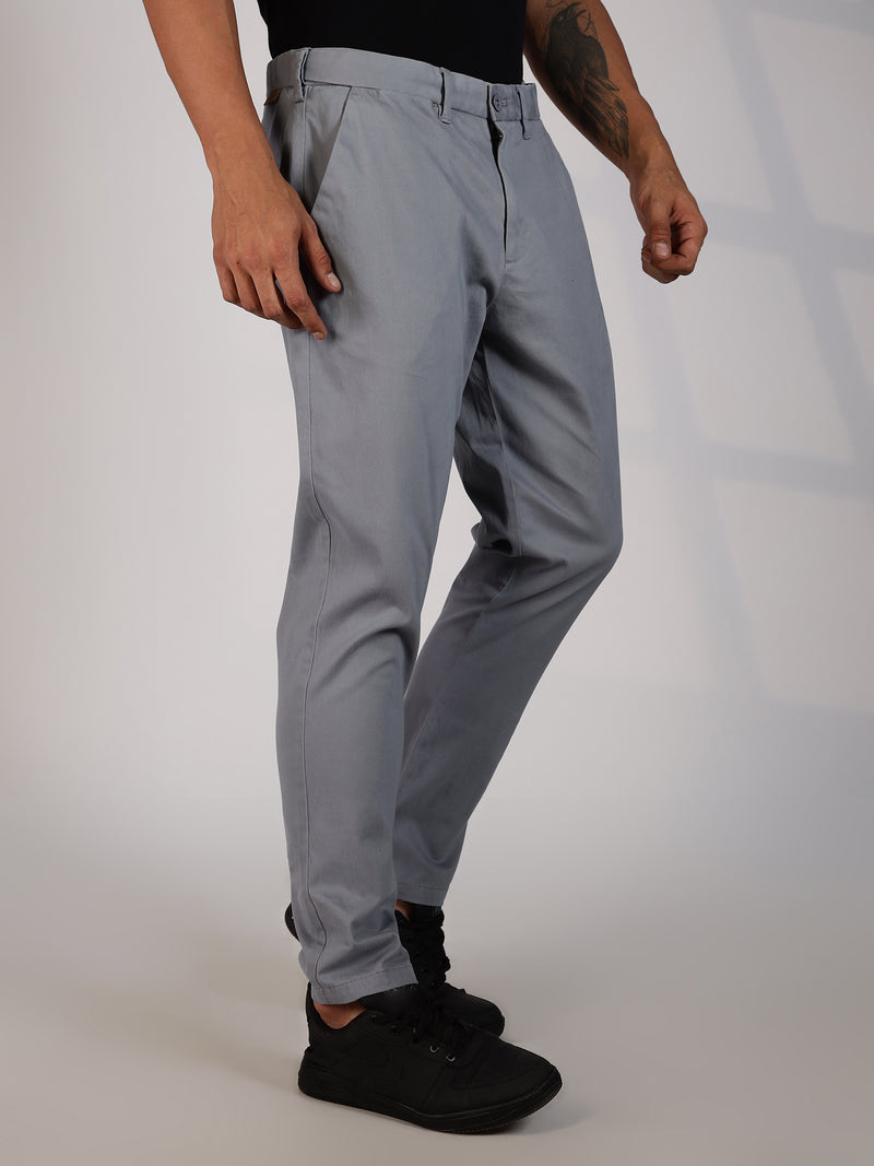 Thomas Scott Men MidBlue Regular Fit Mid-Rise Woven Chinos Trouser