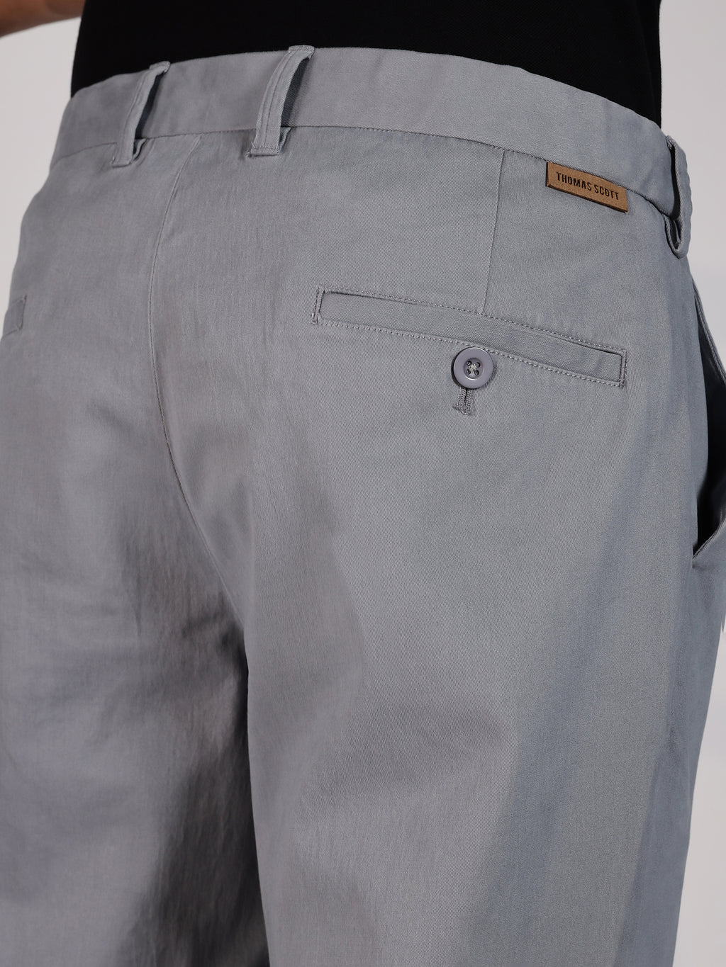Thomas Scott Men MidBlue Regular Fit Mid-Rise Woven Chinos Trouser