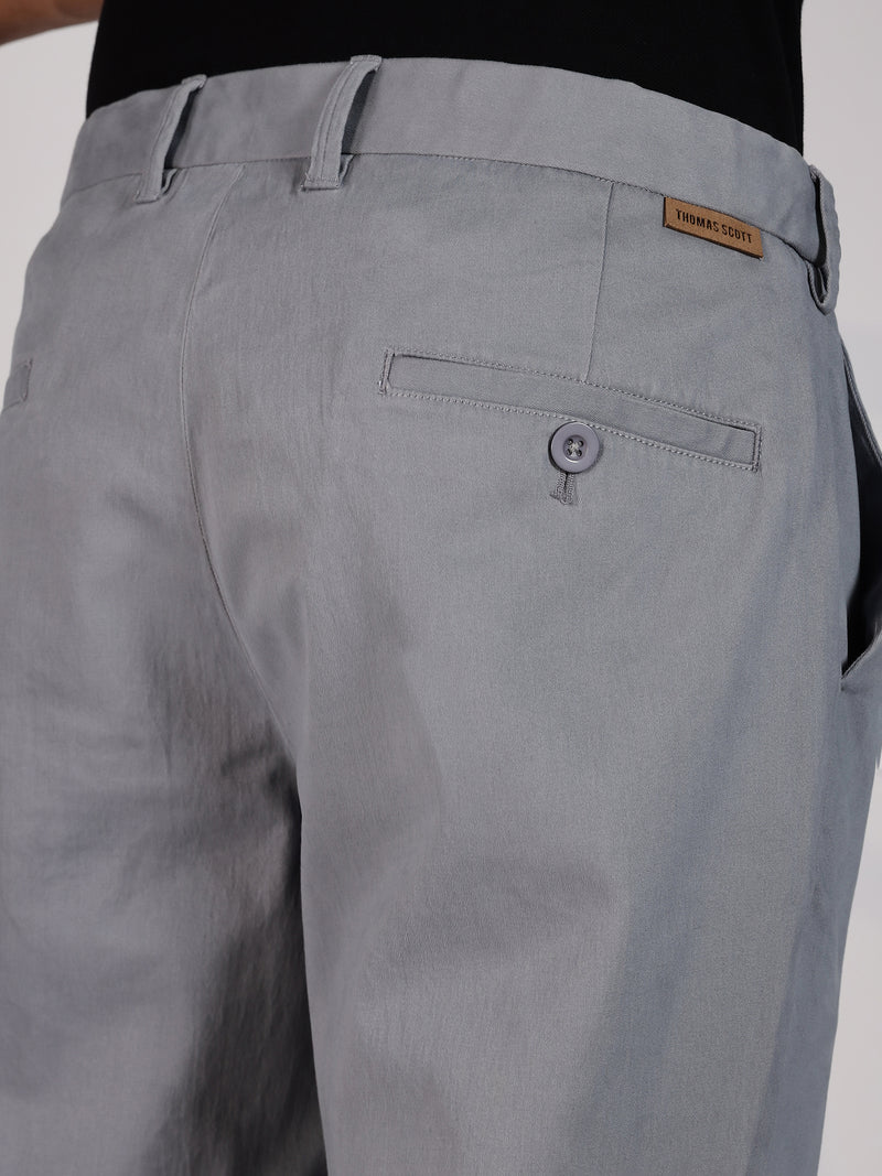 Thomas Scott Men MidBlue Regular Fit Mid-Rise Woven Chinos Trouser