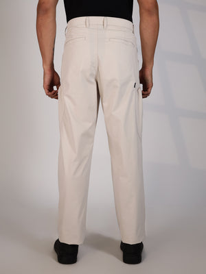 Thomas Scott Men Beige Mid-Rise Straight Fit Woven Cargo Trousers