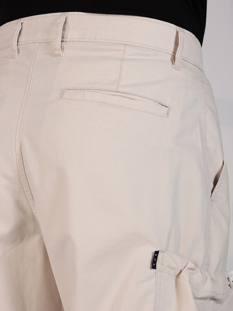 Thomas Scott Men Beige Mid-Rise Straight Fit Woven Cargo Trousers