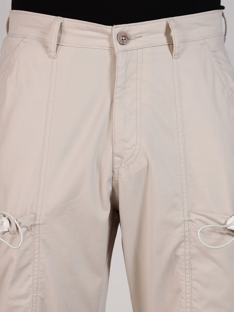 Thomas Scott Men Beige Mid-Rise Straight Fit Woven Cargo Trousers