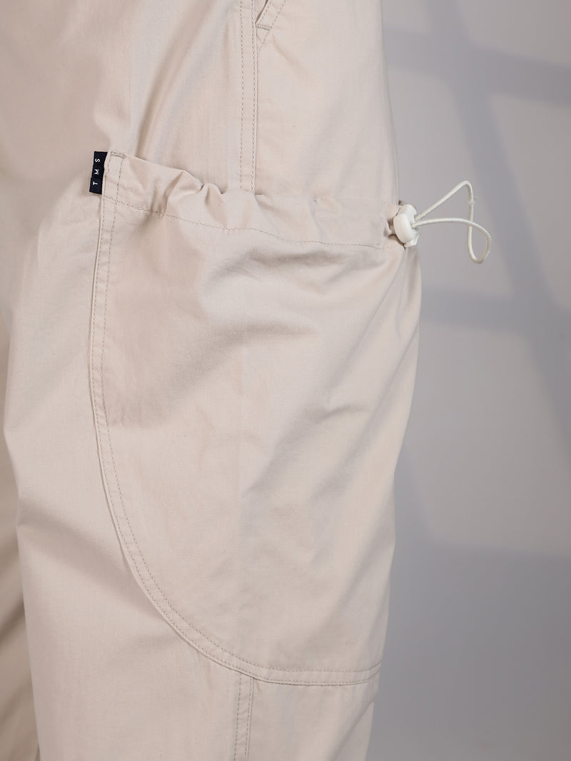 Thomas Scott Men Beige Mid-Rise Straight Fit Woven Cargo Trousers