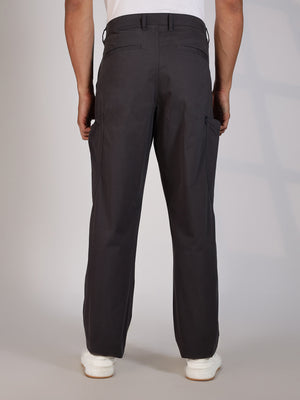 Thomas Scott Men Dk.Grey Mid-Rise Straight Fit Woven Cargo Trousers