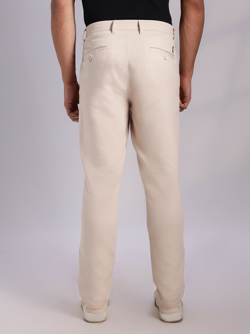 Thomas Scott Men Beige Mid-Rise Straight Fit Woven Chino Trousers