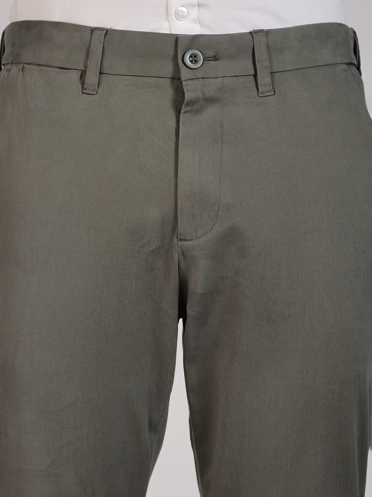 Thomas Scott Men Olive Regular Fit Mid-Rise Woven Chinos Trouser