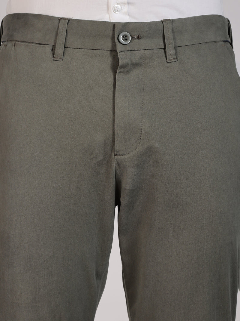 Thomas Scott Men Olive Regular Fit Mid-Rise Woven Chinos Trouser