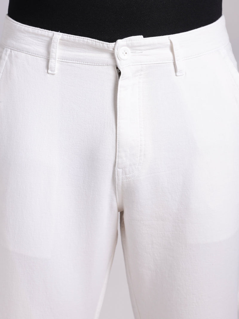 Thomas Scott Men White Mid-Rise Straight Fit Woven Chino Trousers