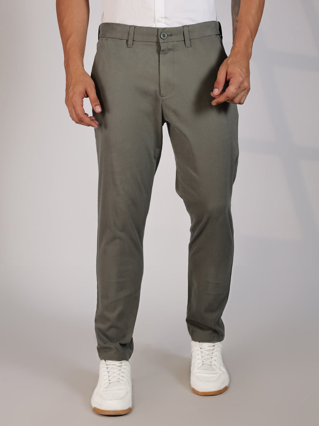Thomas Scott Men Olive Regular Fit Mid-Rise Woven Chinos Trouser
