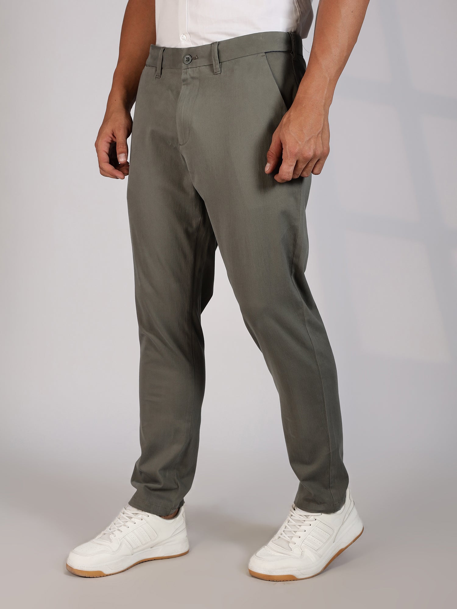 Thomas Scott Men Olive Regular Fit Mid-Rise Woven Chinos Trouser