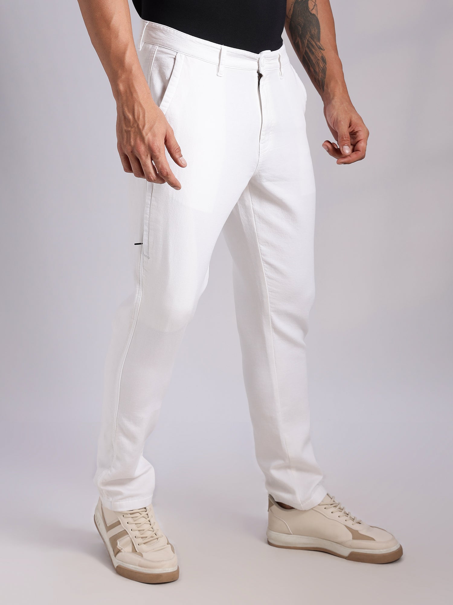 Thomas Scott Men White Mid-Rise Straight Fit Woven Chino Trousers