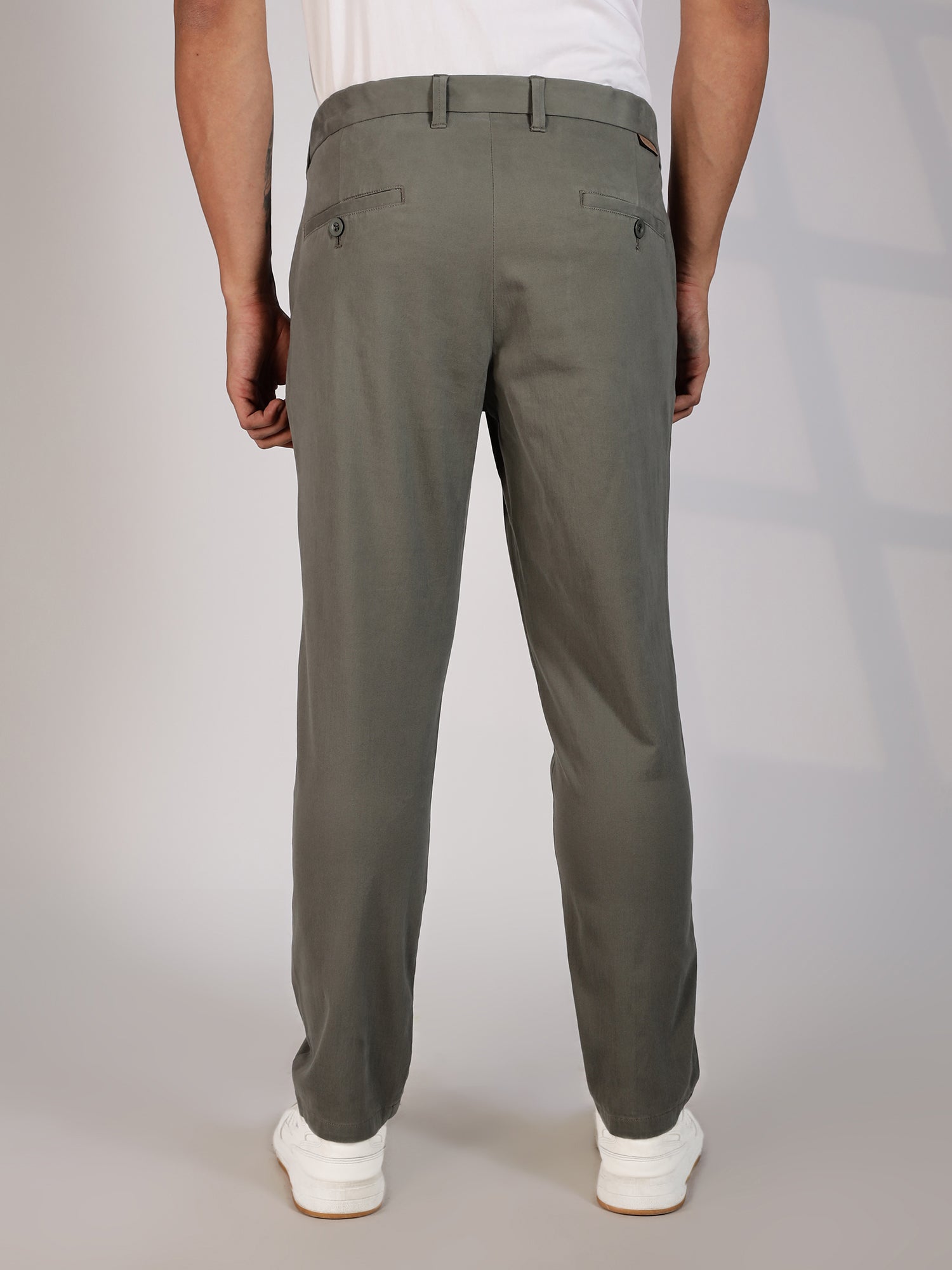 Thomas Scott Men Olive Regular Fit Mid-Rise Woven Chinos Trouser