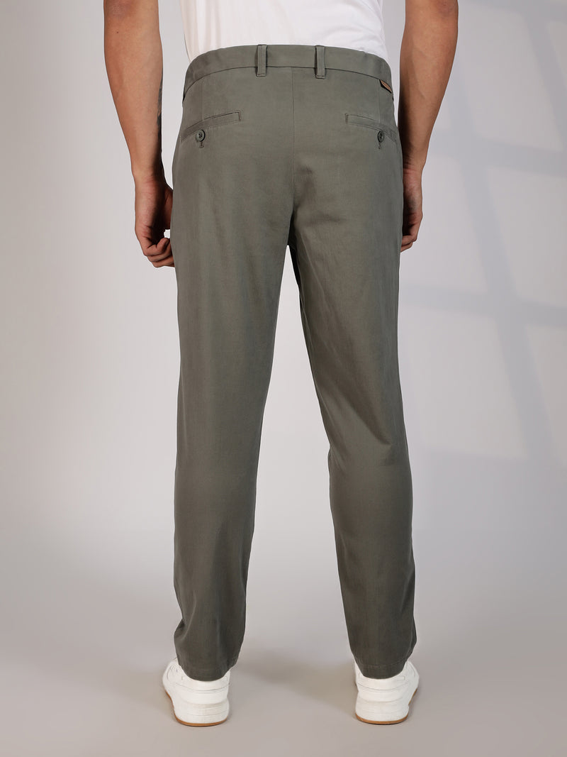 Thomas Scott Men Olive Regular Fit Mid-Rise Woven Chinos Trouser