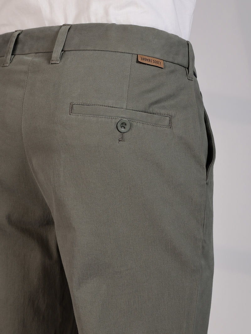 Thomas Scott Men Olive Regular Fit Mid-Rise Woven Chinos Trouser
