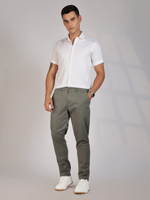 Thomas Scott Men Olive Regular Fit Mid-Rise Woven Chinos Trouser
