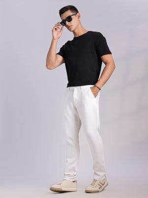 Thomas Scott Men White Mid-Rise Straight Fit Woven Chino Trousers